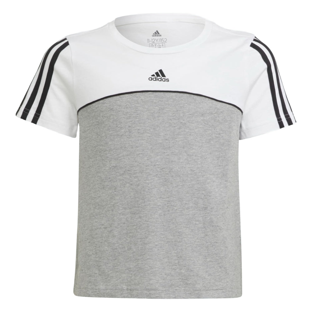 Adidas | Kids Colour Block Tee (Grey/White/Black)