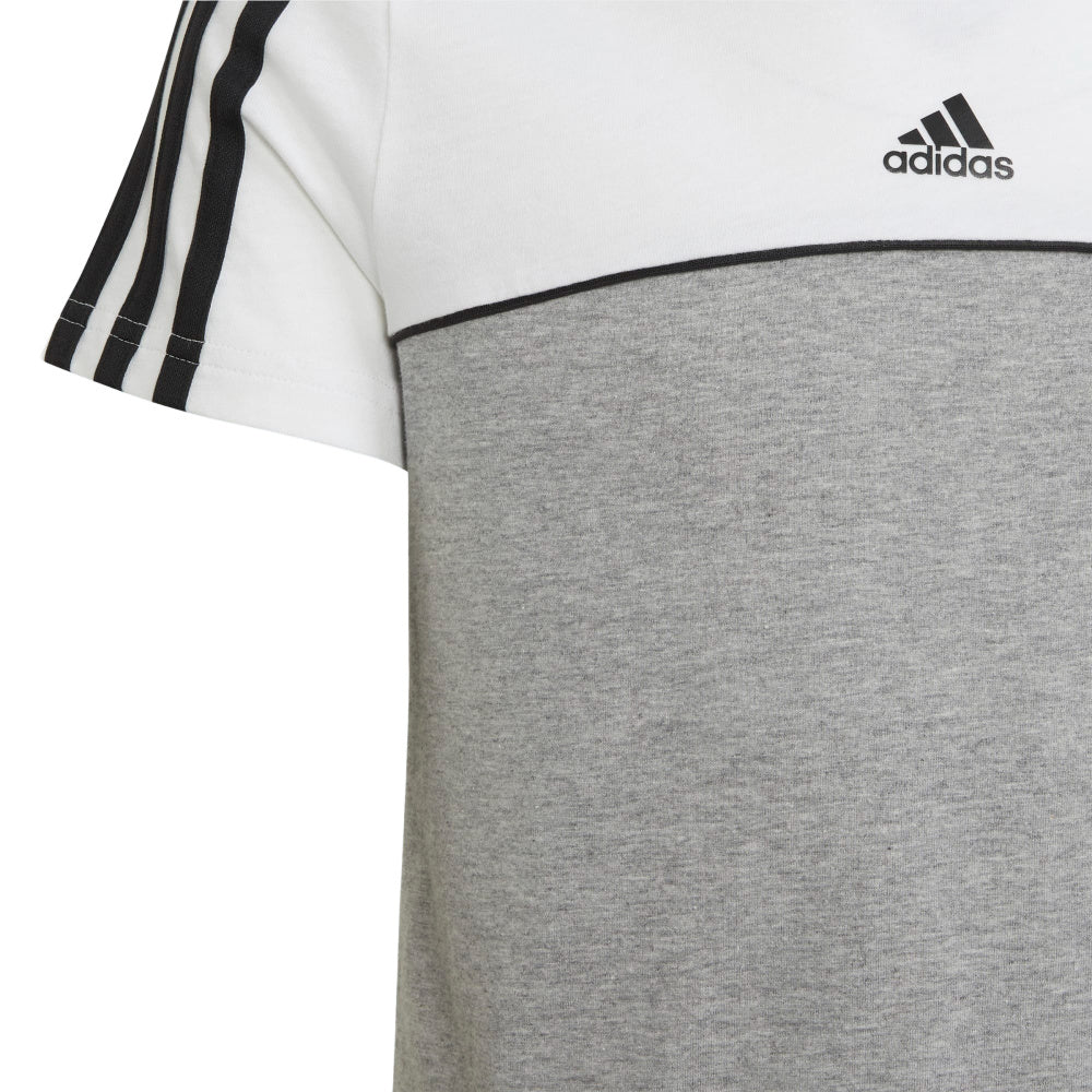 Adidas | Kids Colour Block Tee (Grey/White/Black)