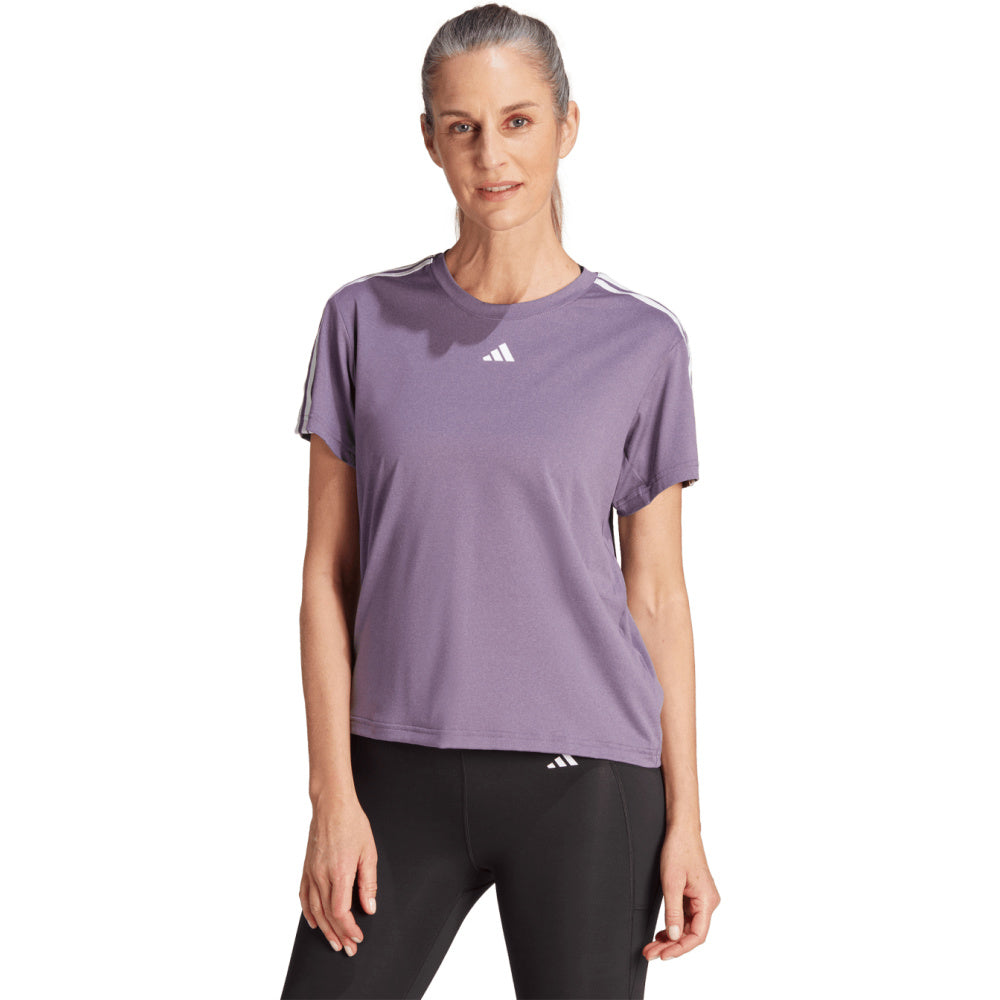Adidas | Womens Train Essentials 3-Stripes Tee (Shadow Violet/White)