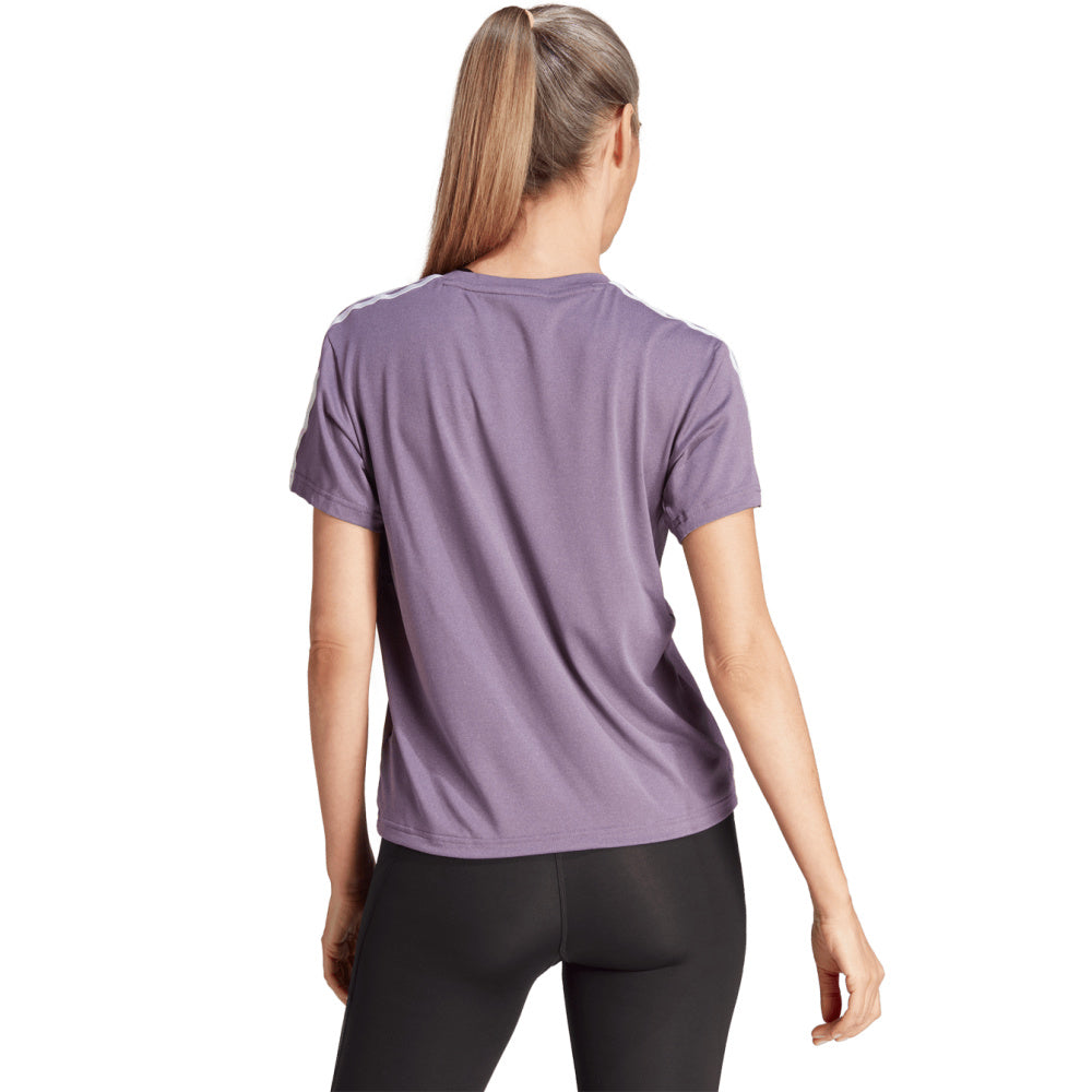 Adidas | Womens Train Essentials 3-Stripes Tee (Shadow Violet/White)