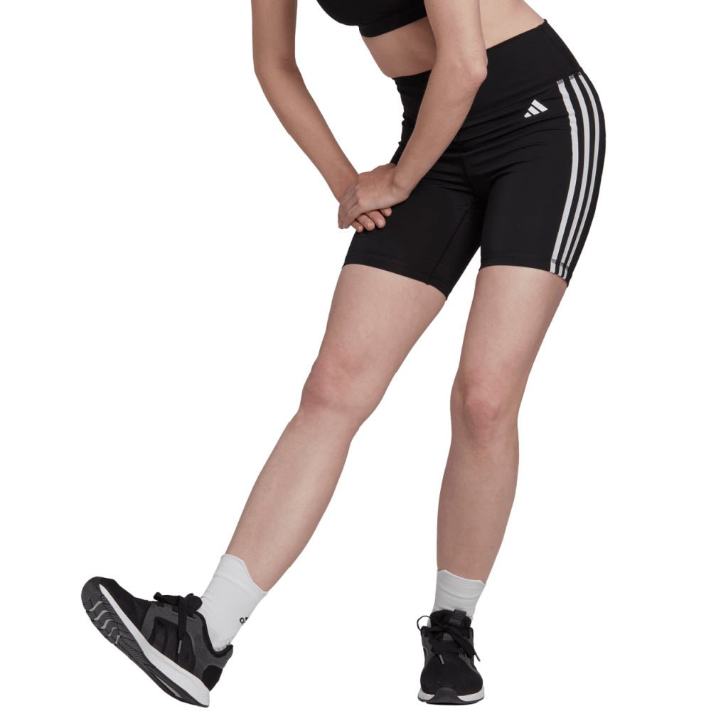 Adidas | Womens Training Essentials 3-Stripes High-Waist Short Tights (Black/White)