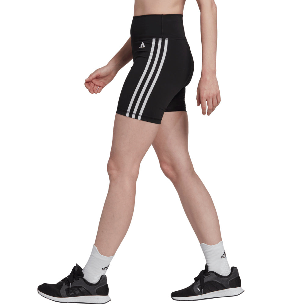 Adidas | Womens Training Essentials 3-Stripes High-Waist Short Tights (Black/White)