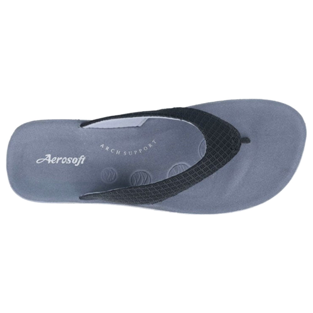 Aerosoft | Womens Arch Support Thongs (Black/Grey)