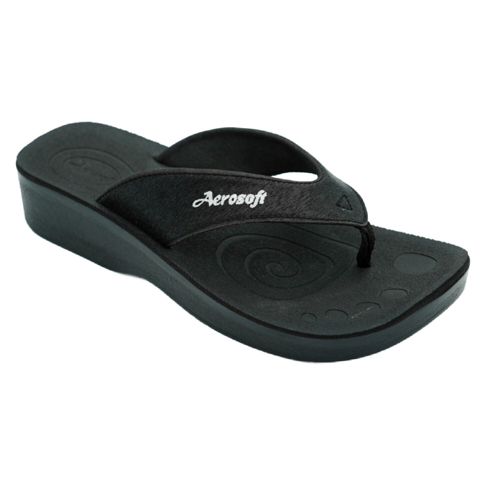 Aerosoft | Womens Arch Support Sparkle Thongs (Black)