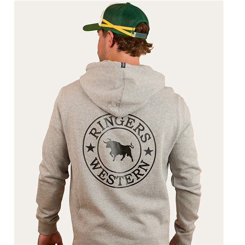 Ringers Western | Mens Signature Bull Pullover Hoodie (Grey Marle/Black)