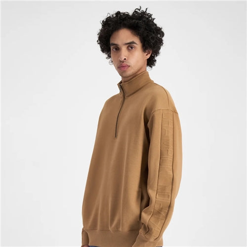 Champion | Mens Rochester Capital Taping Qtr Zip Crew (Briefly Brown)