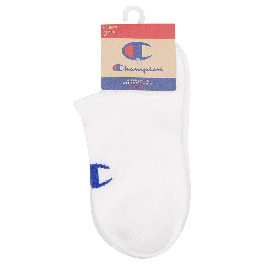 Champion | Unisex Sports C Logo No Show Socks 3 Pack (White)