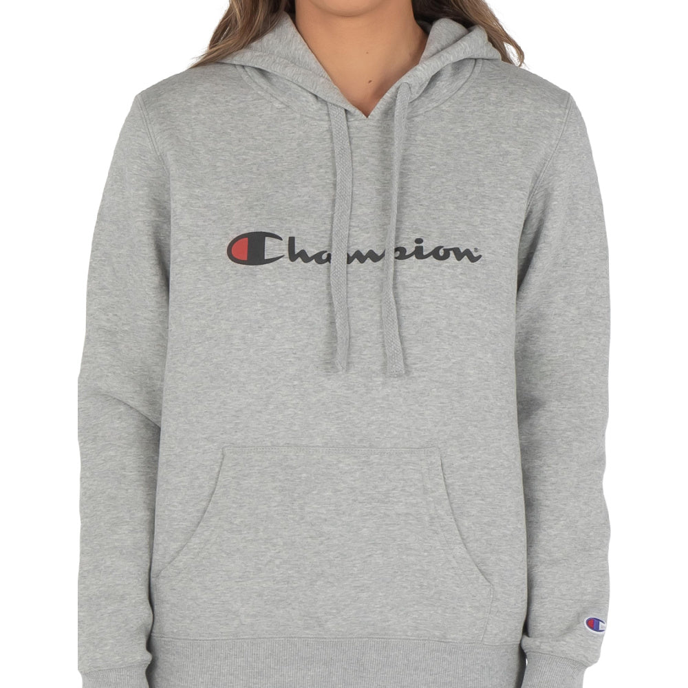 Champion Womens Script Hoodie (Oxford Grey Heather) – Platinum