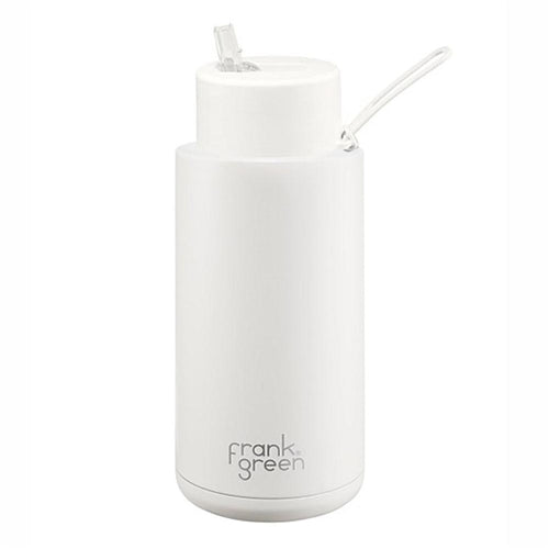 Frank Green | Stainless Steel Ceramic Reusable Bottle With Strap Straw Lid 1000ml 34oz (Harbour Mist)