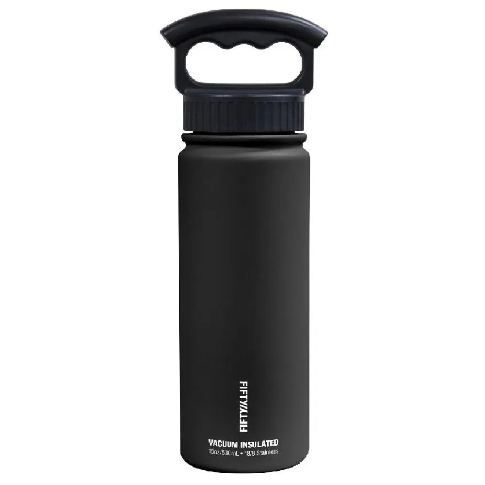 Fifty/Fifty | 350ml Bottle With Three Finger Holder Lid (Matte Black)