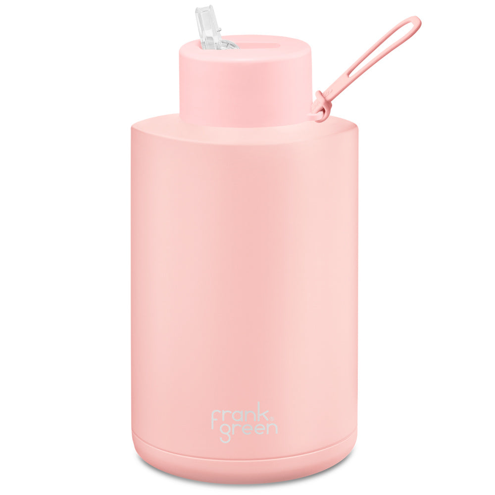 Frank Green | Stainless Steel Ceramic Reusable Bottle With Strap Straw Lid 2L 68oz (Blushed)