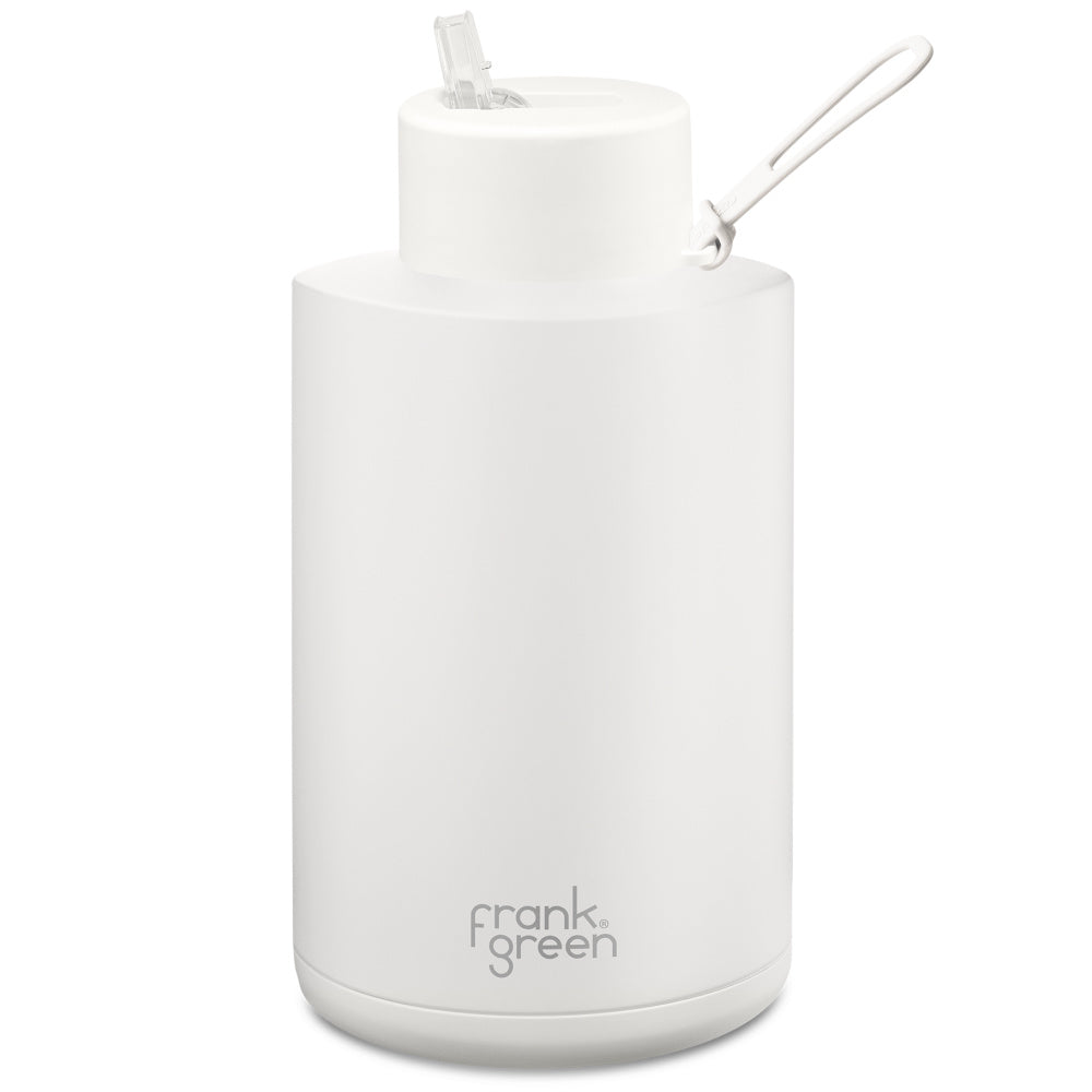 Frank Green | Stainless Steel Ceramic Reusable Bottle With Strap Straw Lid 2L 68oz (Cloud)