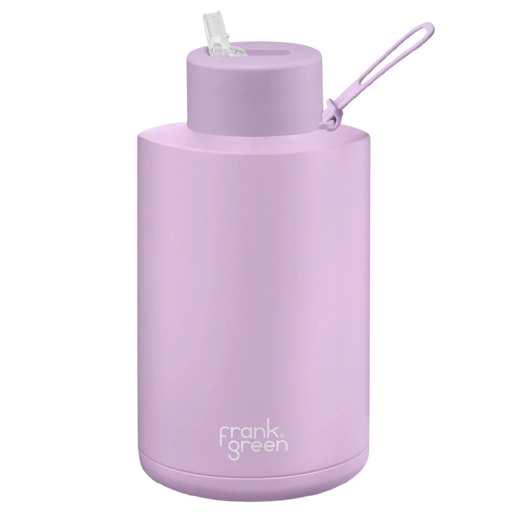 Frank Green | Stainless Steel Ceramic Reusable Bottle With Strap Straw Lid 2L 68oz (Lilac Haze)