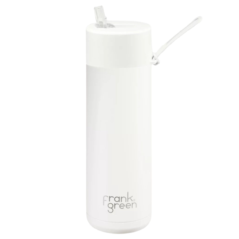 Frank Green | Stainless Steel Ceramic Reusable Bottle With Strap Straw Lid 595ml 20oz (Cloud)