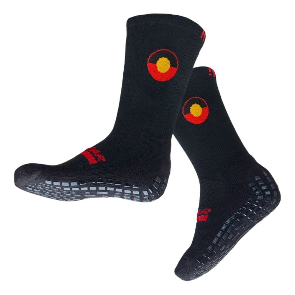 Grip Star | Youth Crew Grip Socks x Dalmarri (Black/Red)