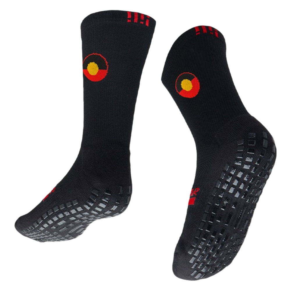 Grip Star | Youth Crew Grip Socks x Dalmarri (Black/Red)