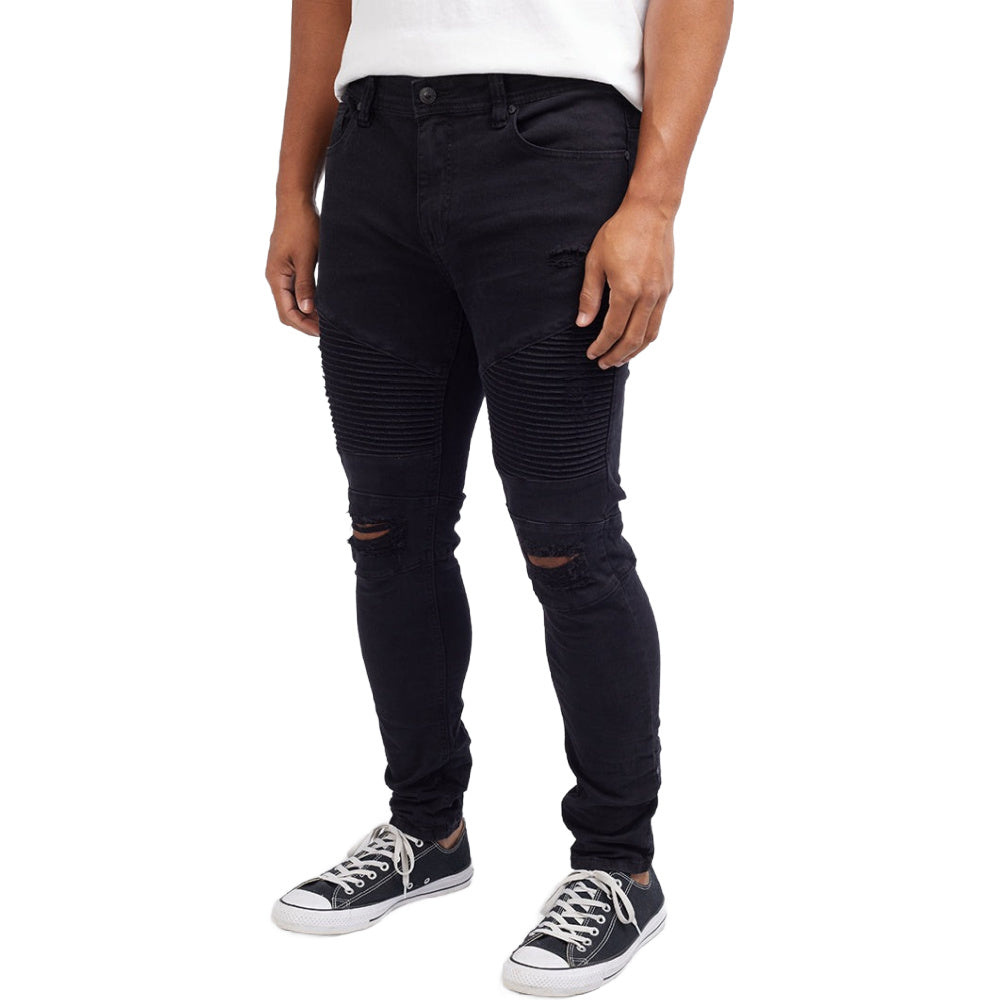 Silent Theory | Mens Strung Out Moto Cuffed Jean (Black)