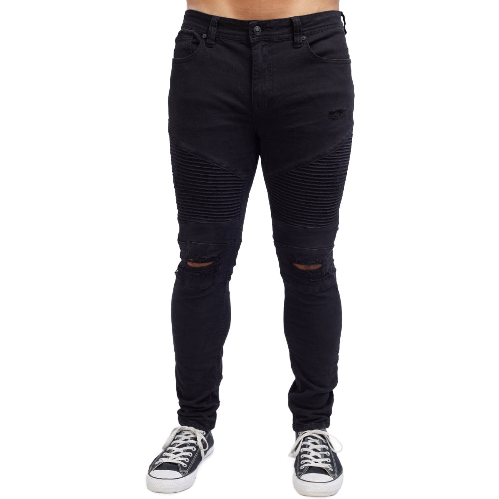 Silent Theory | Mens Strung Out Moto Cuffed Jean (Black)