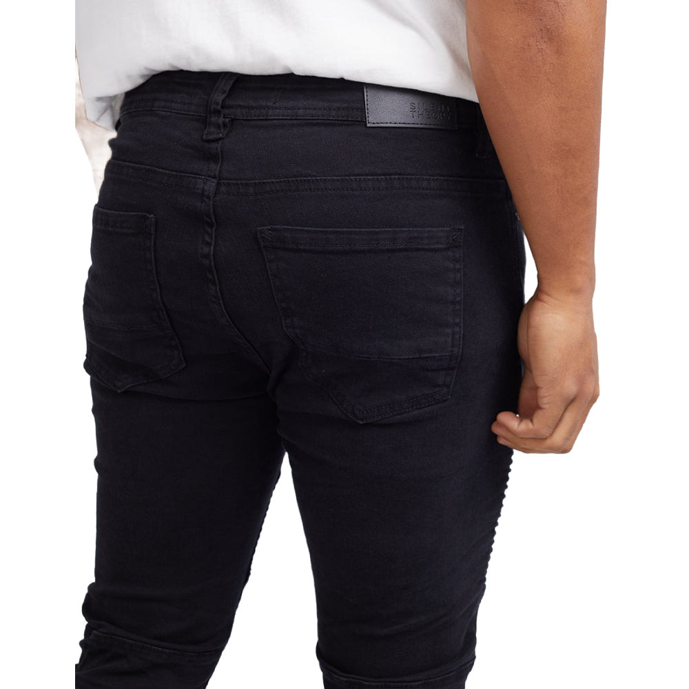 Silent Theory | Mens Strung Out Moto Cuffed Jean (Black)