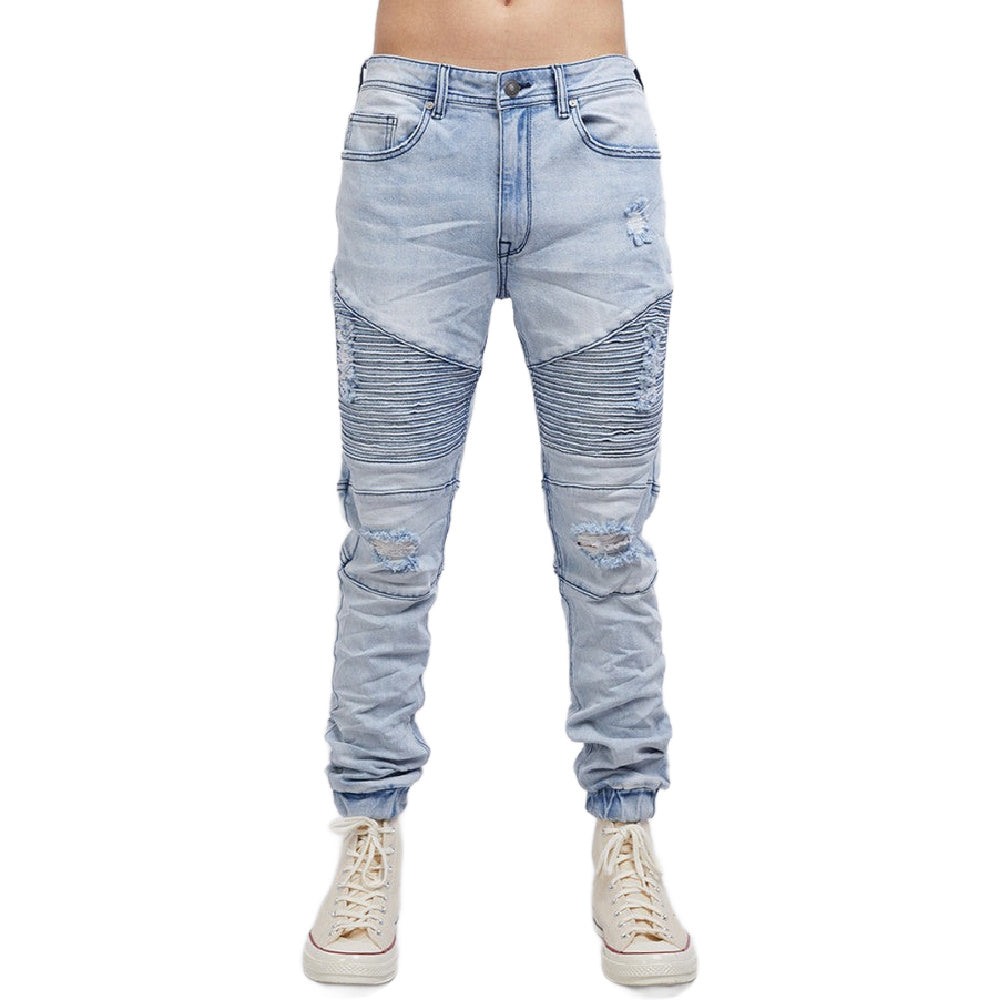 Silent Theory | Mens Strung Out Moto Cuffed Jean (Blue)