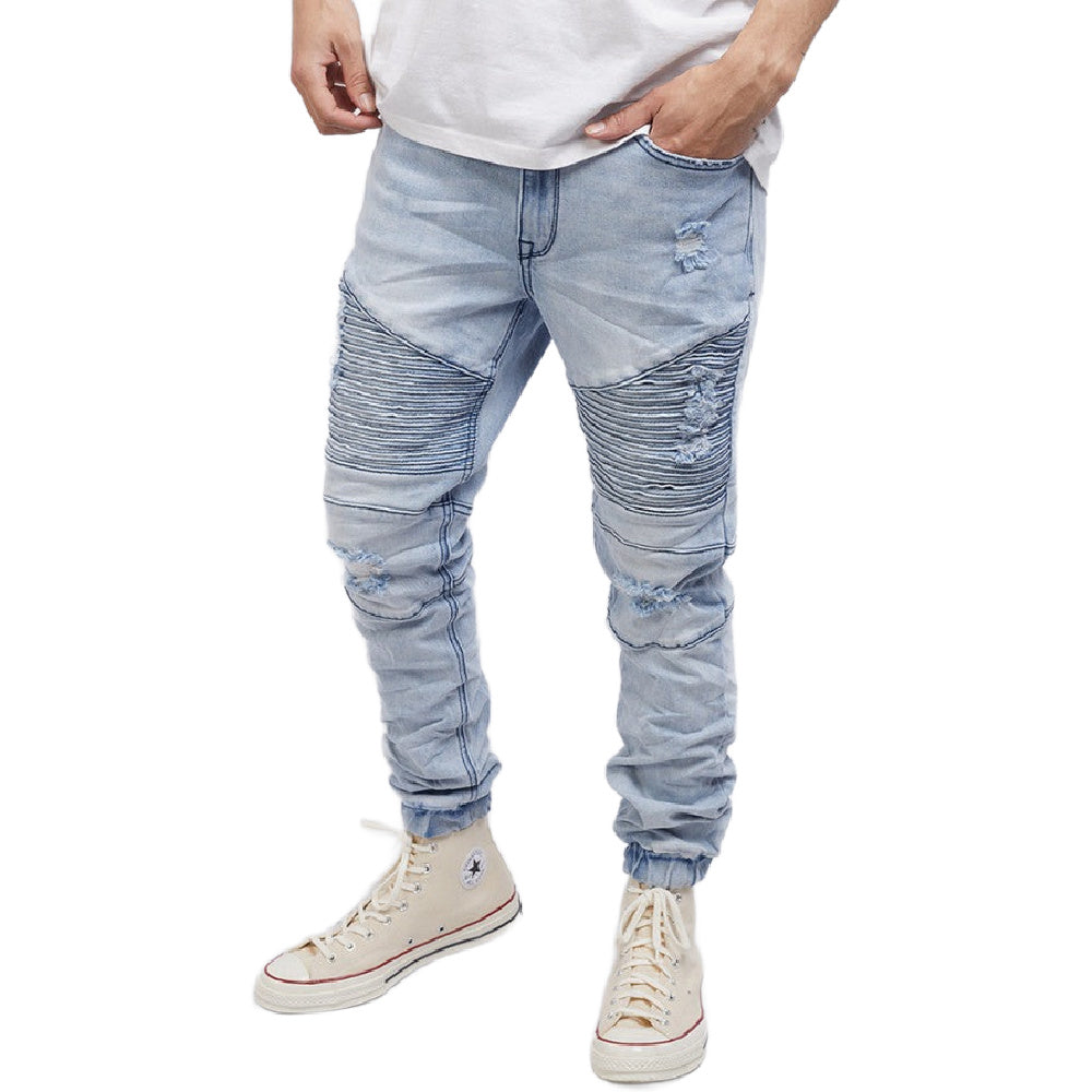 Silent Theory | Mens Strung Out Moto Cuffed Jean (Blue)