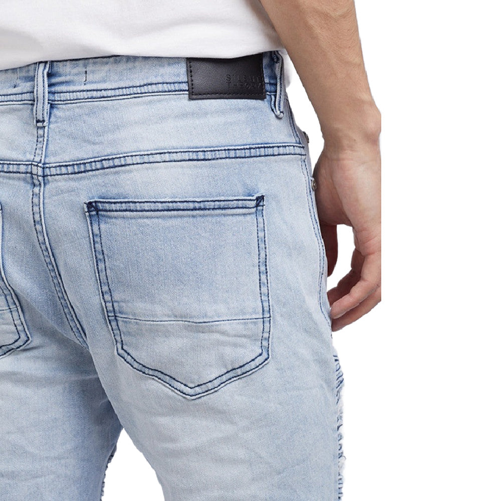 Silent Theory | Mens Strung Out Moto Cuffed Jean (Blue)
