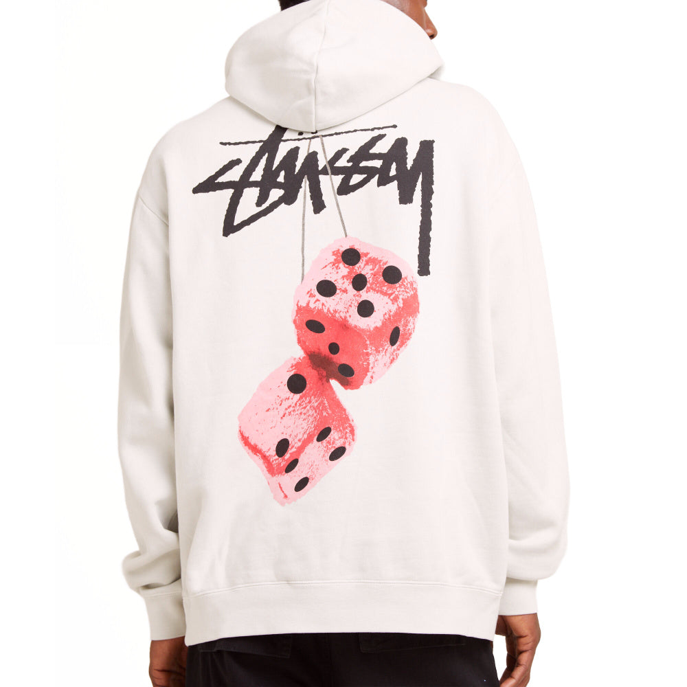 Stussy | Mens Fuzzy Dice Fleece Hood (Pigment Washed White)