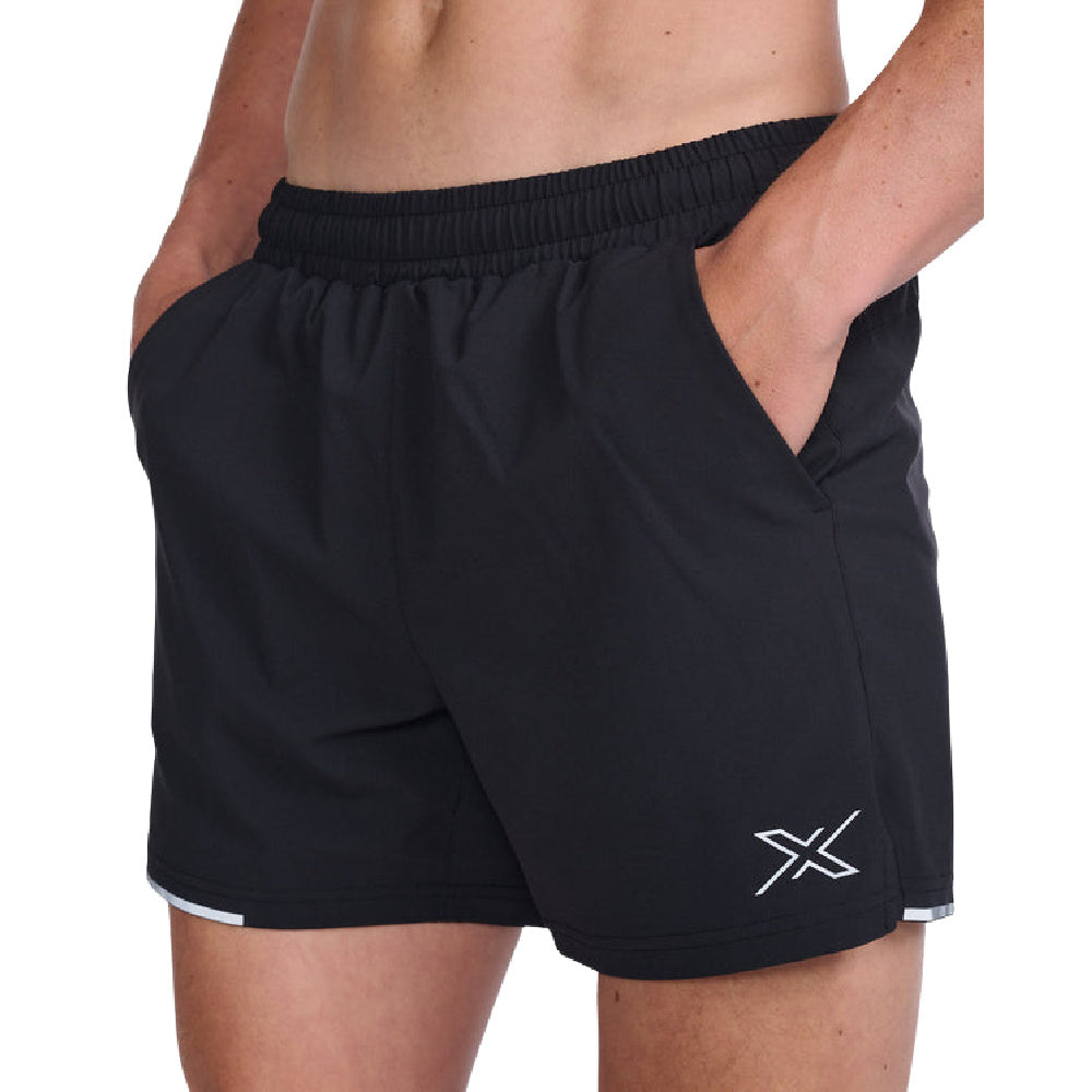 2XU | Mens Aero 5 Inch Shorts (Black/Silver Refelctive)