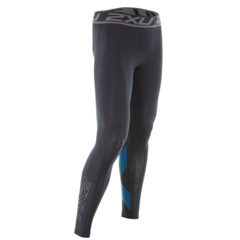 2XU | MENS FULL LENGTH ACCELERATE COMPRESSION TIGHTS (BLACK/BLUE)