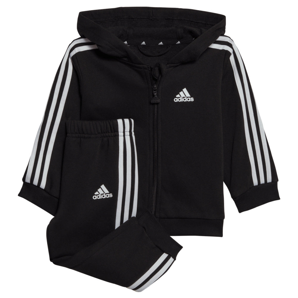 Adidas | Infants Essentials 3-Stripes Full-Zip Jogger Set (Black/White)