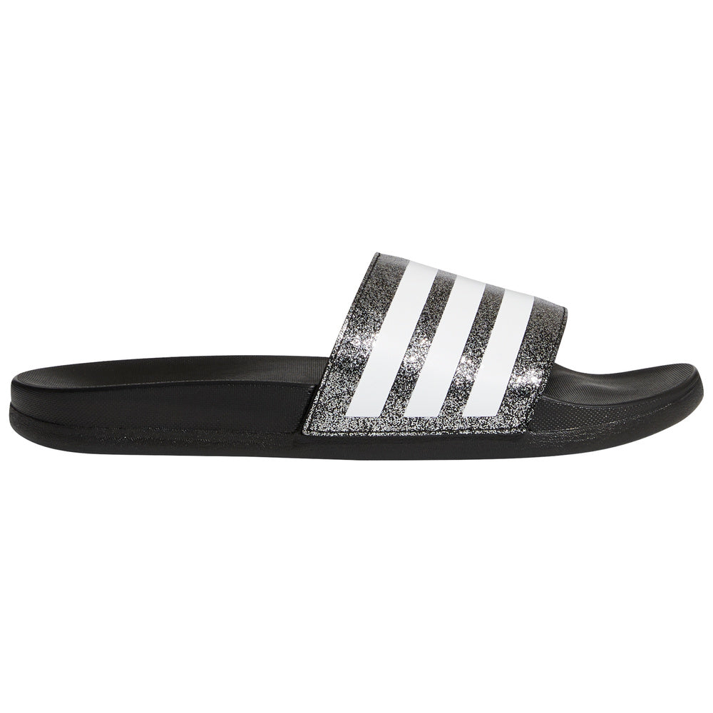 Adidas | Kids 3-Stripe Glitter Adilette Comfort (Black/White)