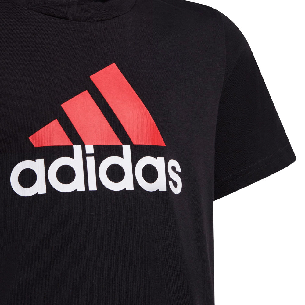 Adidas | Kids Essentials Two-Color Big Logo Cotton Tee (Black/Red)