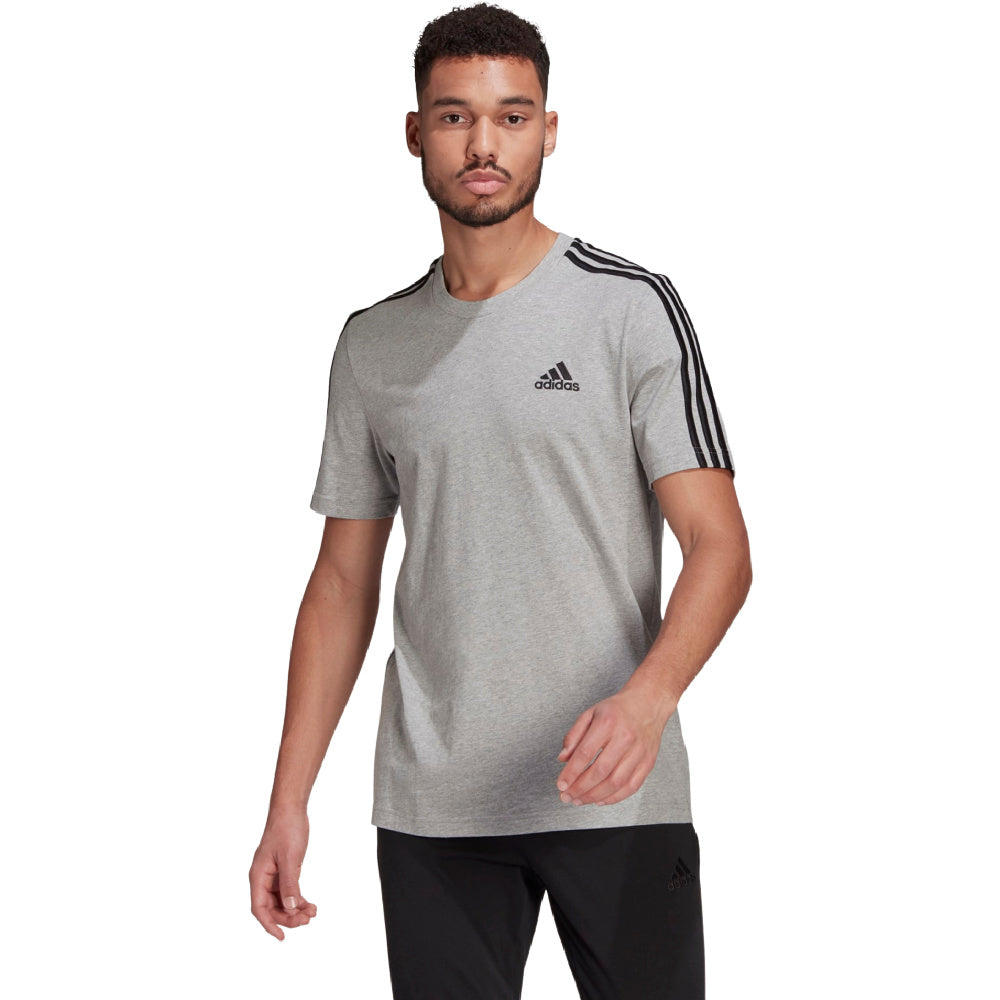 Adidas | Mens Essentials 3-Stripes Tee (Grey/Black)
