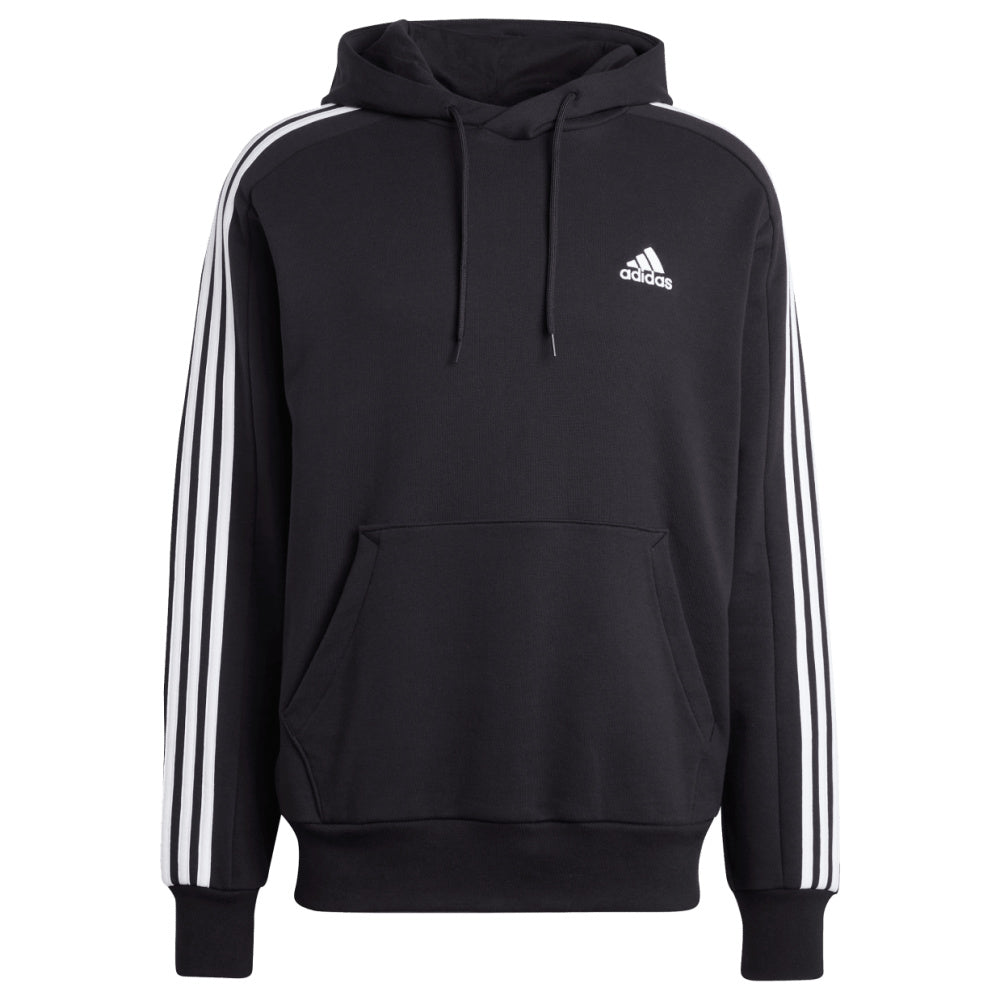 Adidas | Mens Essentials French Terry 3-Stripes Hoodie (Black/White)