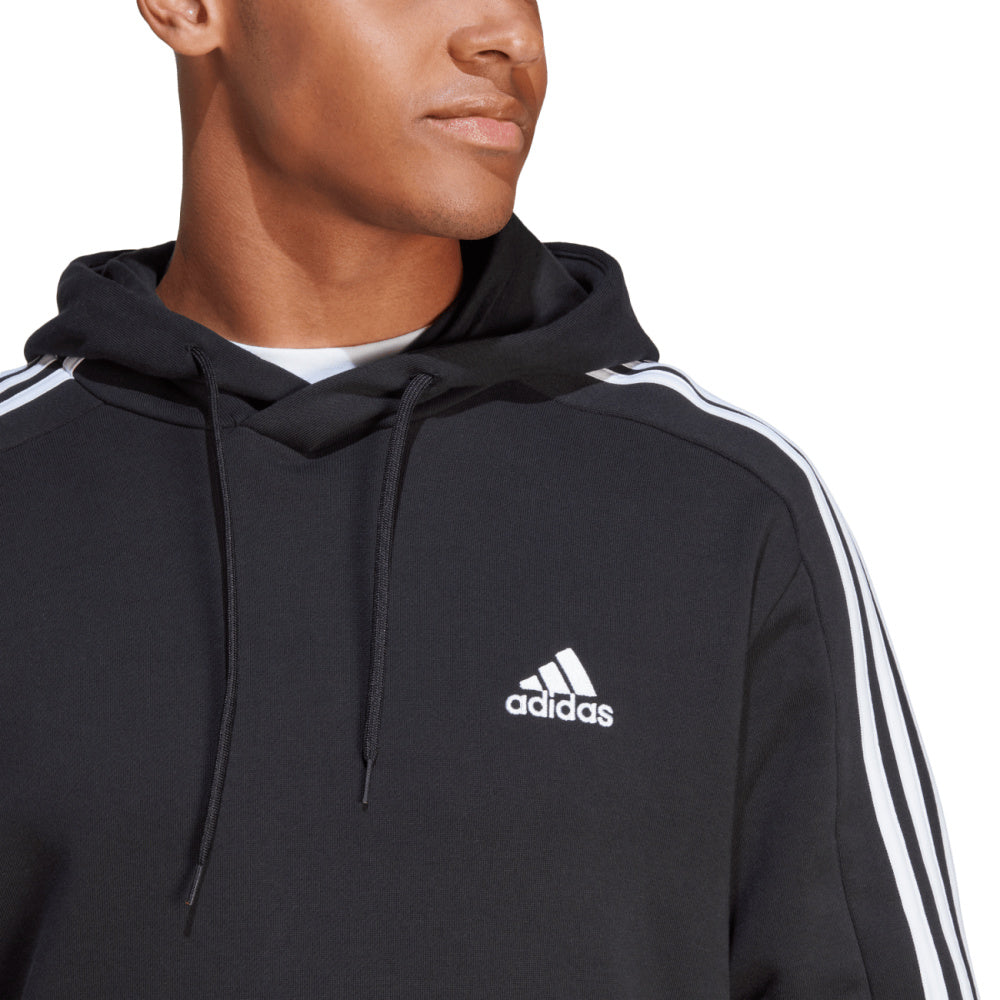 Adidas | Mens Essentials French Terry 3-Stripes Hoodie (Black/White)