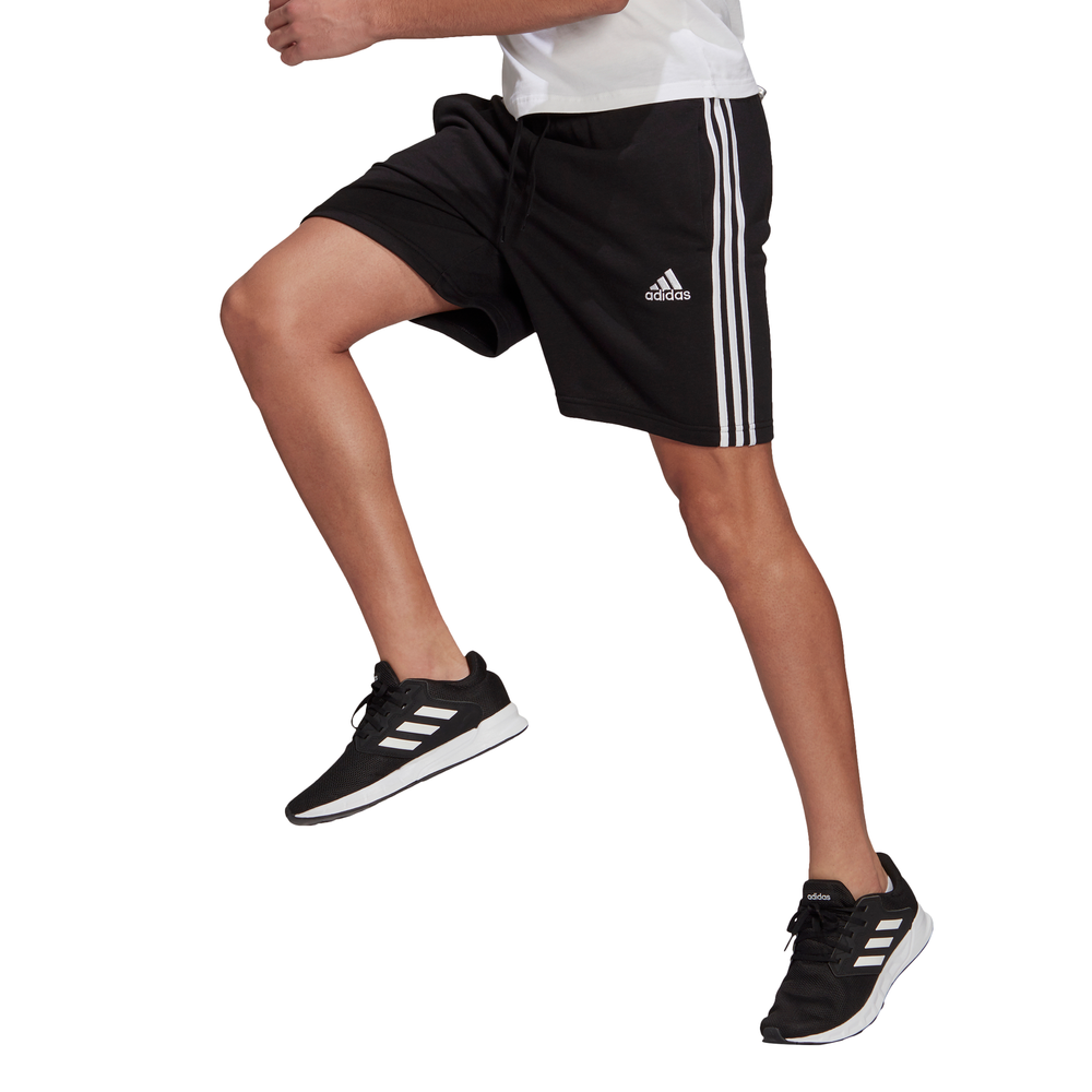 Adidas | Mens Essentials French Terry 3-Stripes Shorts (Black/White)