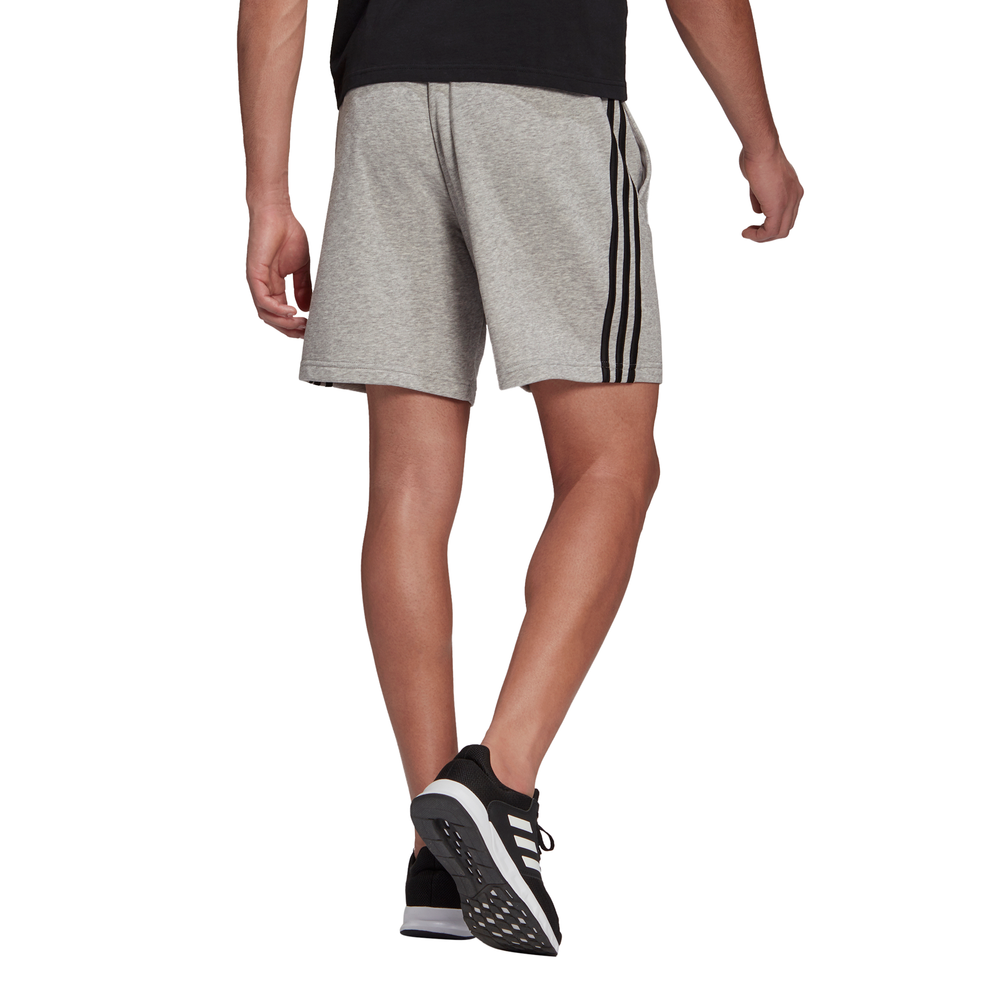 Adidas | Mens Essentials French Terry 3-Stripes Shorts (Grey/Black)