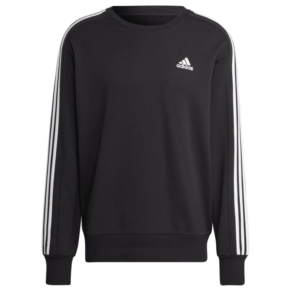 Adidas | Mens Essentials French Terry 3-Stripes Sweatshirt (Black/White)