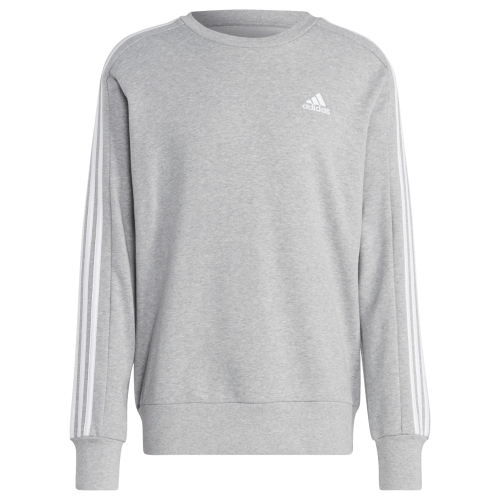 Adidas | Mens 3-Stripe French Terry Sweatshirt (Medium Grey/White)