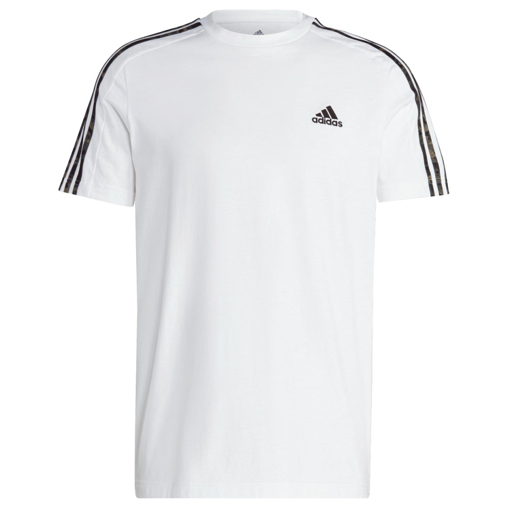 Adidas | Mens Essentials Single Jersey 3-Stripes Tee (White/Olive Strata)