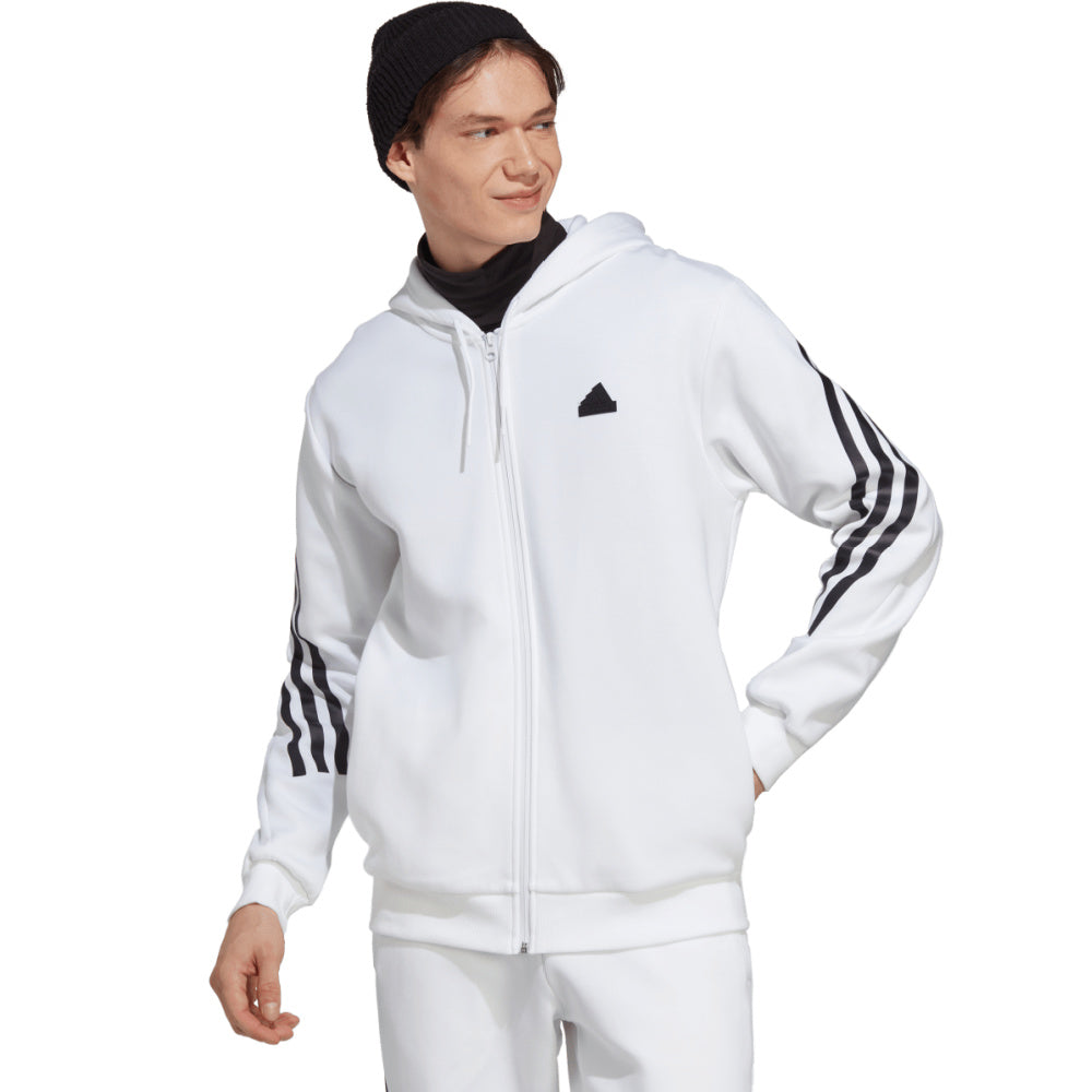 Adidas | Mens Future Icons 3-Stripes Full-Zip Hoodie (White/Black)