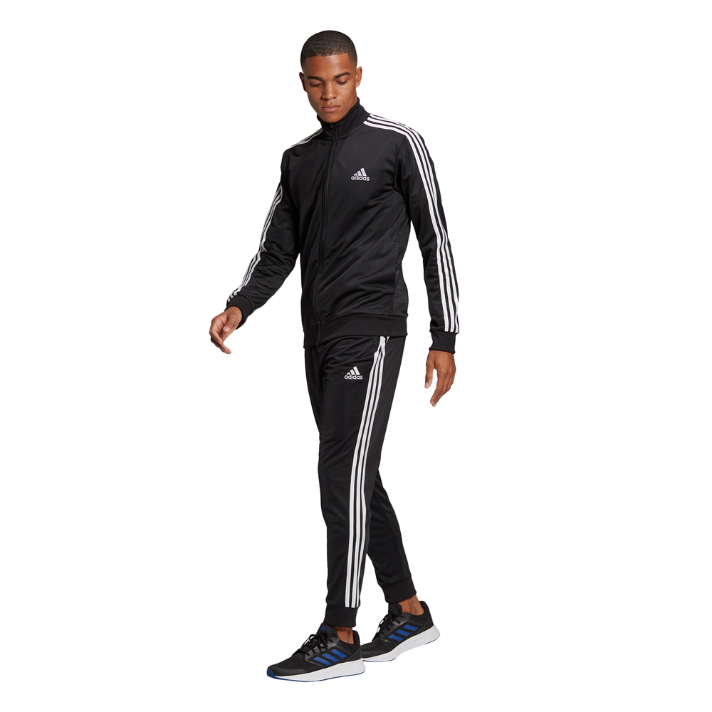 Adidas | Mens Primegreen Essentials 3-Stripes Track Suit Set (Black/White)