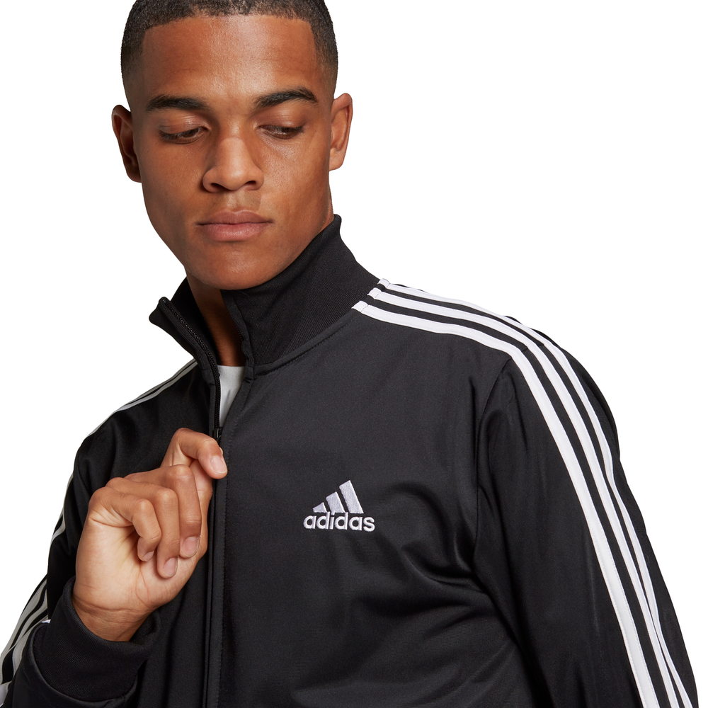 Adidas mens Track suit Essentials Basics black white jacket and pant set  DV2470 | eBay