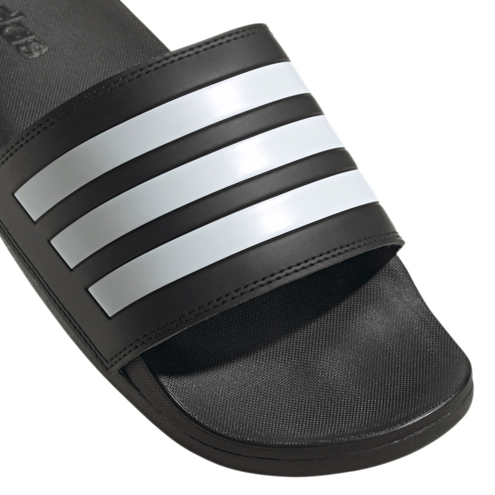 Adidas | Unisex Adilette Comfort 3-Stripes Slides (Black/White)
