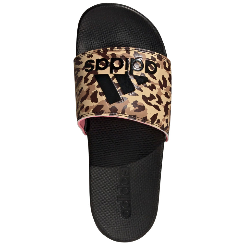 Adidas | Womens Adilette Comfort Logo Slides (Black/Beam Pink)