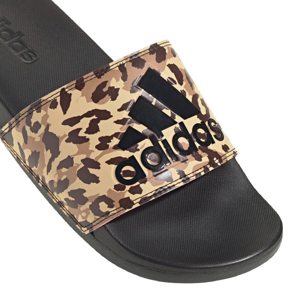 Adidas | Womens Adilette Comfort Logo Slides (Black/Beam Pink)