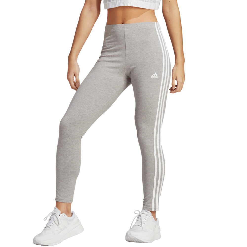 Adidas | Womens Essentials 3-Stripes High-Waisted Leggings (Grey/White)