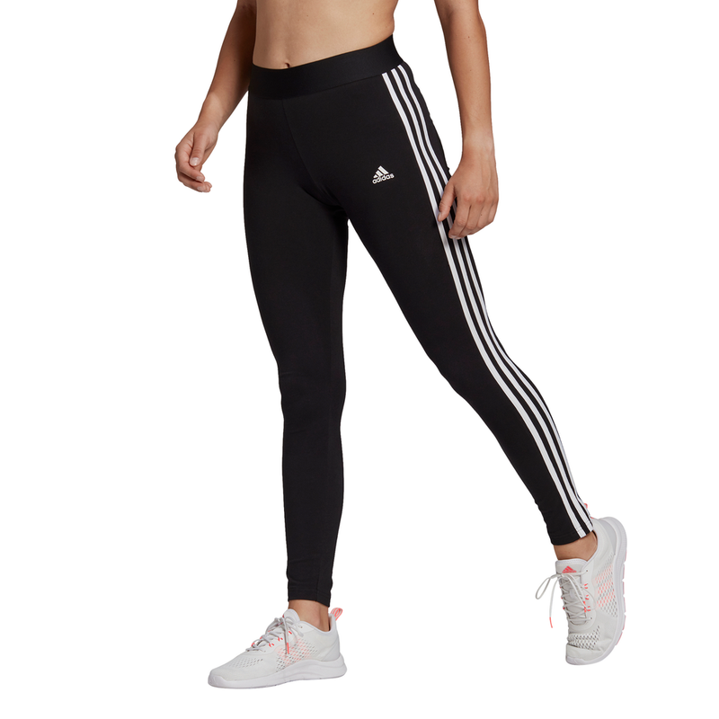Adidas Womens Essentials 3 Stripes Leggings Black White Platinum Sports