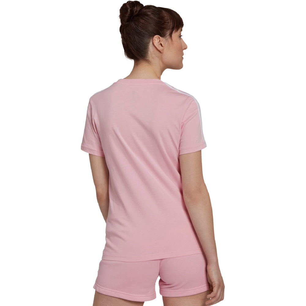 Adidas | Womens Essentials Slim 3-Stripes Tee (True Pink/White)