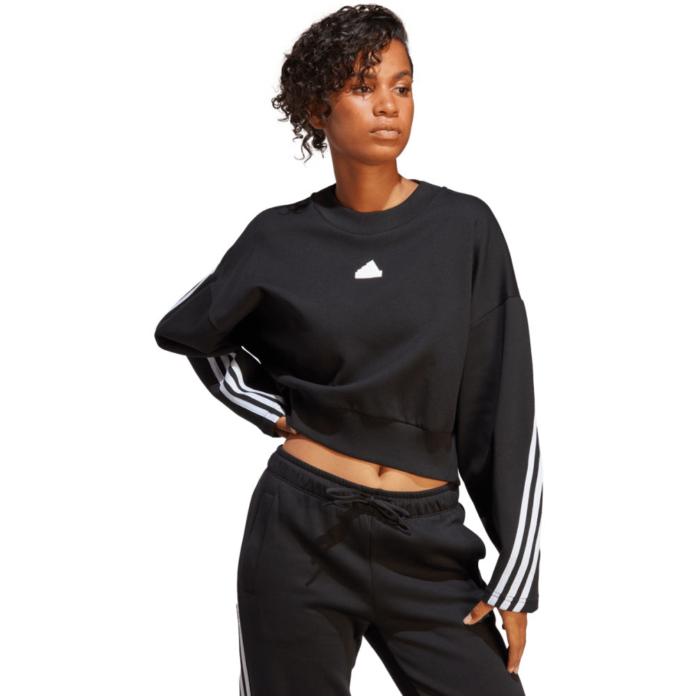 Adidas originals 3-stripes crop crew sweatshirt Clearance